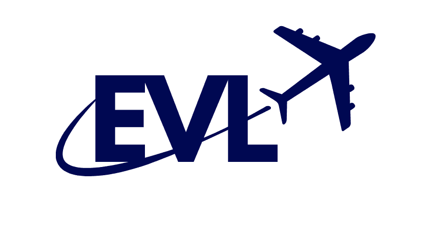 Euro Visa Lawyer™ logo featuring EVL initials and an airplane, symbolizing European visa and travel consultancy